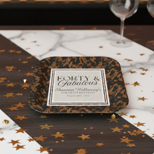 Fun Tortoise Shell Birthday Forty and Fabulous Paper Plate