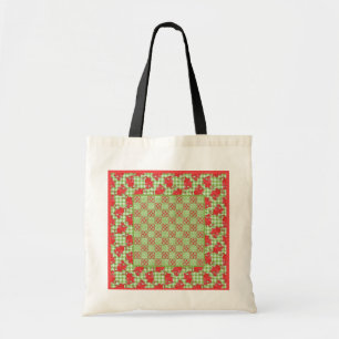Fun Tote Bag: Cute Red Dragons, Green Gingham Bag