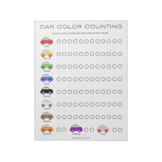 Fun Travel Car Colour Counting Game Notepad