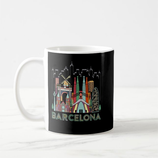 Fun Travel Spain Barcelona Vacation Gift Design Id Coffee Mug (Left)