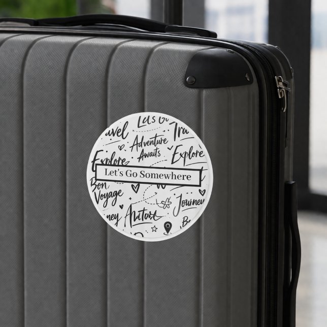Fun Travel Sticker Adventure Black & White Design (Creator Uploaded)