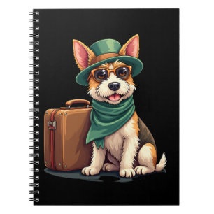 Fun Traveling Dog with Bag Graphic for Suitcase Lo Notebook