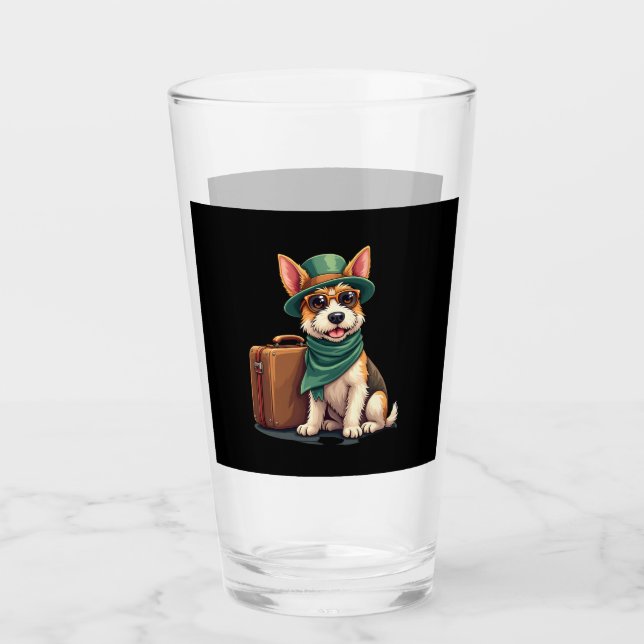 Fun Travelling Dog with Bag Graphic for Suitcase L Glass (Front)
