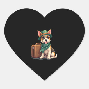 Fun Travelling Dog with Bag Graphic for Suitcase L Heart Sticker