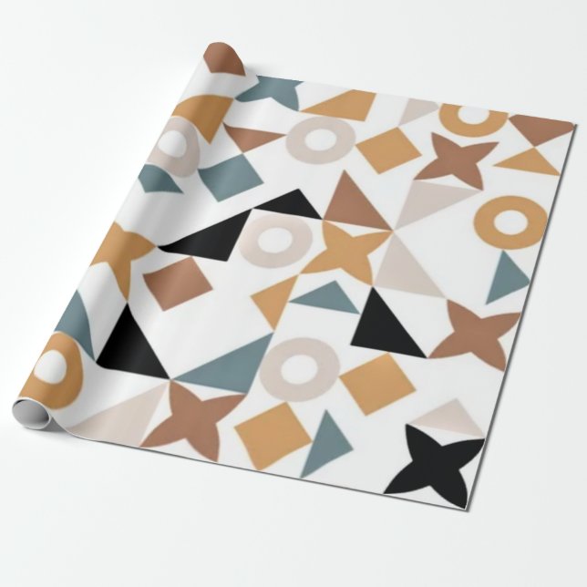 Fun Trendy Bauhaus Geometric XOXO  Wrapping Paper (Unrolled)