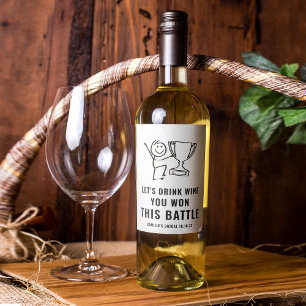 Fun & Trendy Black and White Won Battle Wine Label