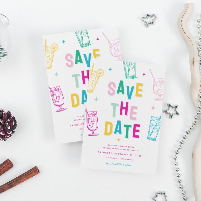 Fun Trendy Christmas Party Save the Date Holiday Card (Creator Uploaded)