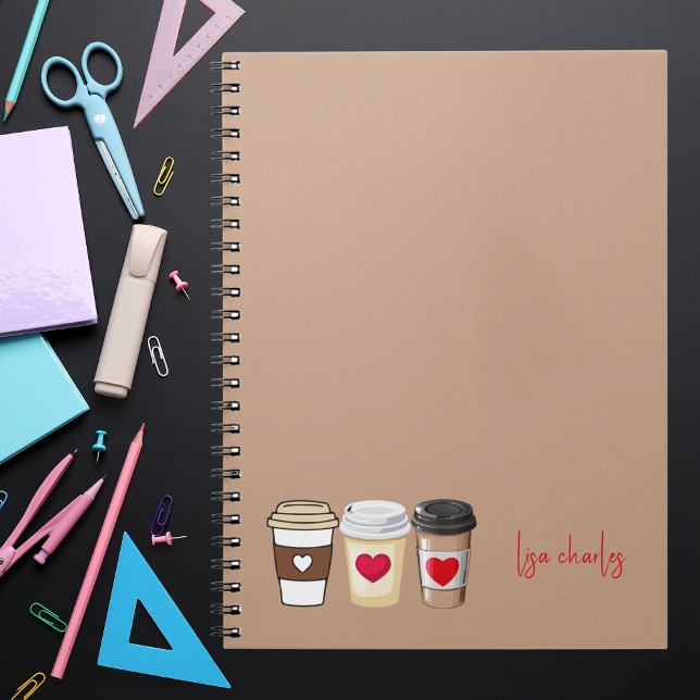 Fun Trendy Coffee Modern Monogram Notebook (Creator Uploaded)