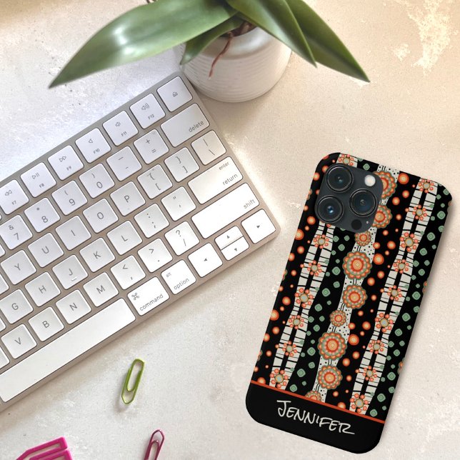 Fun Trendy Floral Stipe Modern Name  Inspirivity  Case-Mate iPhone Case (Creator Uploaded)