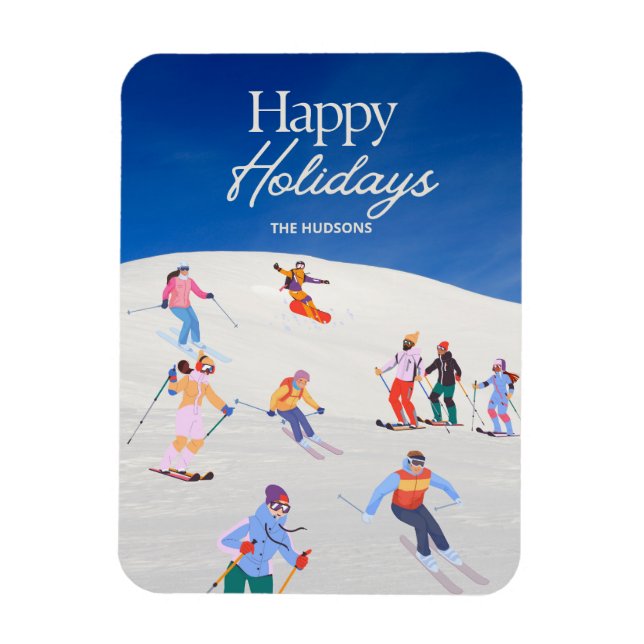 Fun Trendy Happy Holidays Ski Resort  Magnet (Vertical)