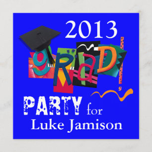 Fun Trendy Modern 2013 Grad Bowling Party   blue Invitation