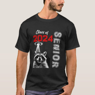 Fun Trendy UFO Racoon Graduation Class of 2024 Se T-Shirt