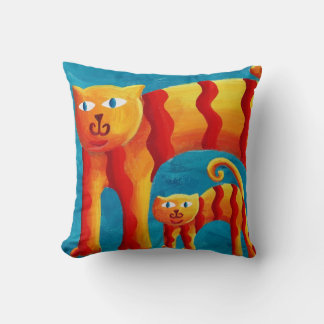 Fun Trendy  Whimsical Curved Cat and Kitten Cushion