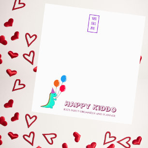 Fun Trex with Party Hat and Balloons Party Planner Notepad