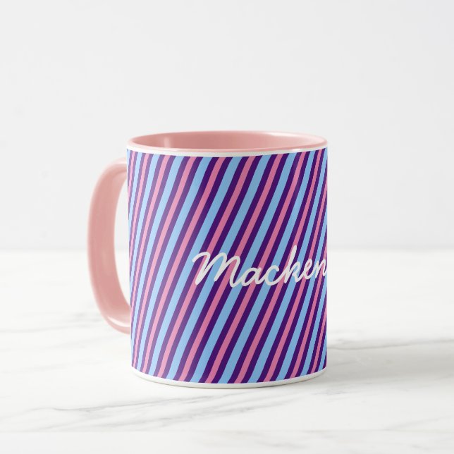 Fun Tri Colour Striped with Your Name in White Tex Mug (Front Left)