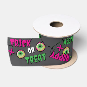Fun ‘Trick or Treat’ ‘Happy Halloween’ Zombie XOXO Satin Ribbon