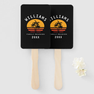 Fun Tropical Beach Family Reunion Summer Vacation Hand Fan