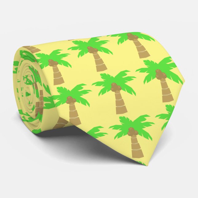 Fun Tropical Beach Palm Trees Custom Colour Tie (Rolled)