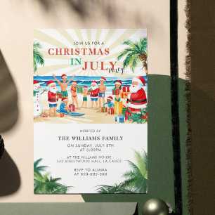 Fun Tropical Christmas in July Beach Party Invitation
