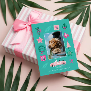 Fun Tropical Christmas Lets Roll Convertible Photo Holiday Card