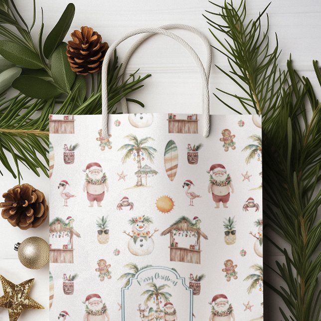 Fun Tropical Christmas Personalised Medium Gift Bag (Creator Uploaded)