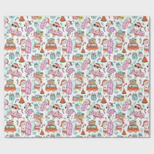 Fun Tropical Christmas Santa Wrapping Paper