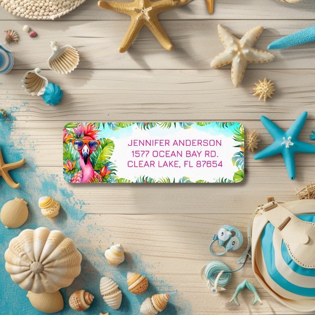 Fun Tropical Flamingo Graduation Return Address Label (Creator Uploaded)