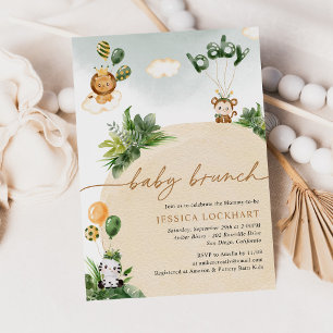 Fun Tropical Jungle Safari Boy Baby Brunch Invitation