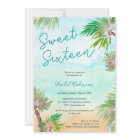Fun Tropical palm trees watercolor beach Sweet 16