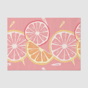 Fun Tropical Pink grapefruit and lemon pattern Tissue Paper