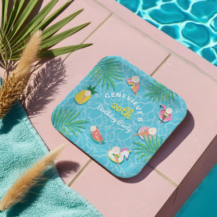 Fun Tropical Summer Pool Floats Birthday Party Paper Plate