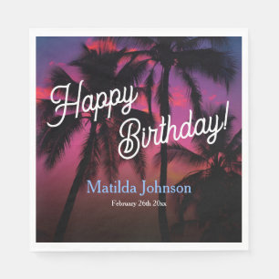 Fun Tropical Sunset Luau Birthday Party Napkin