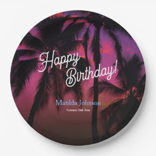 Fun Tropical Sunset Luau Birthday Party Paper Plate