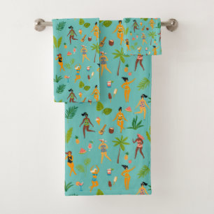 Fun Tropical Swimsuit Girls Bath Towel Set