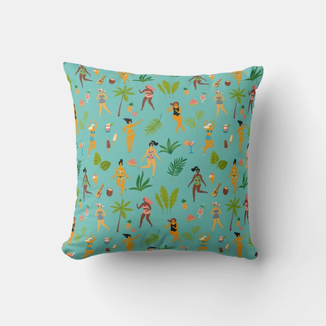 Fun Tropical Swimsuit Girls Cushion (Front)