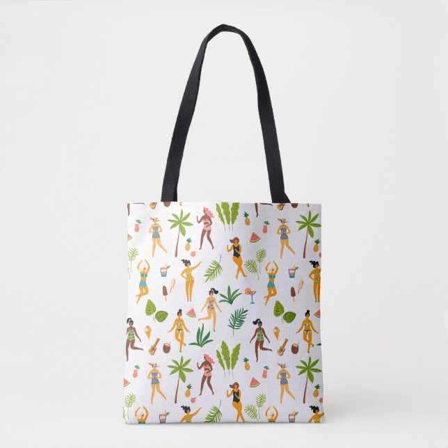 Fun Tropical Swimsuit Girls Tote Bag (Front)