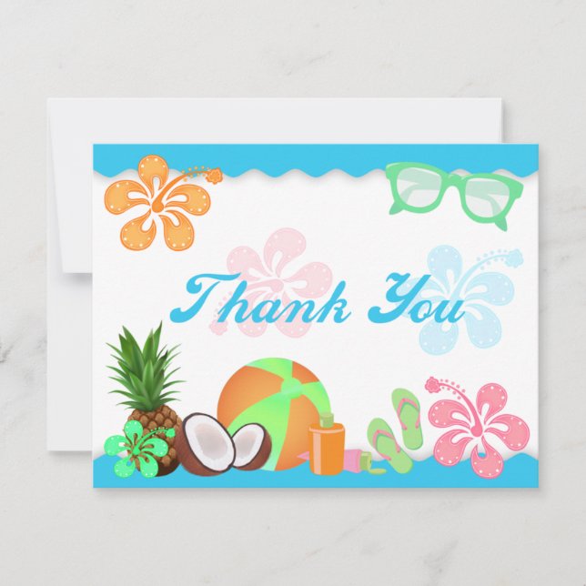 Fun Tropical Thank You Note Cards (Front)