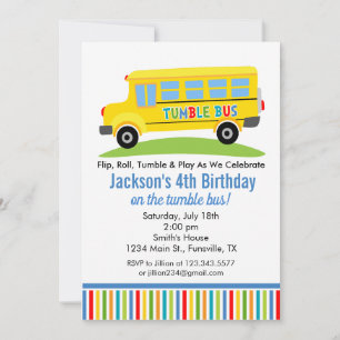 Fun Tumble Bus Birthday Party Invitation