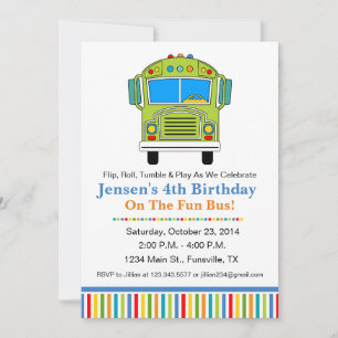 Fun Tumble Bus Birthday Party Invitation