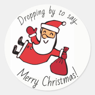 Fun Tumbling Santa Christmas Greeting Classic Round Sticker