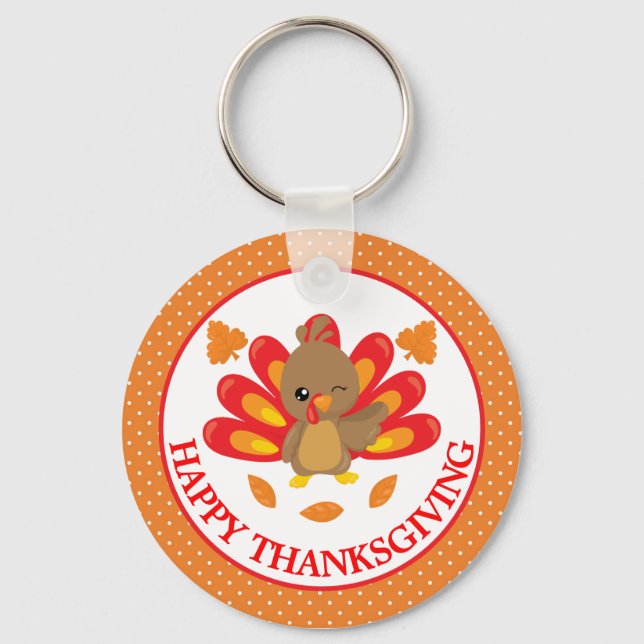 Fun Turkey Thanksgiving Key Ring (Front)