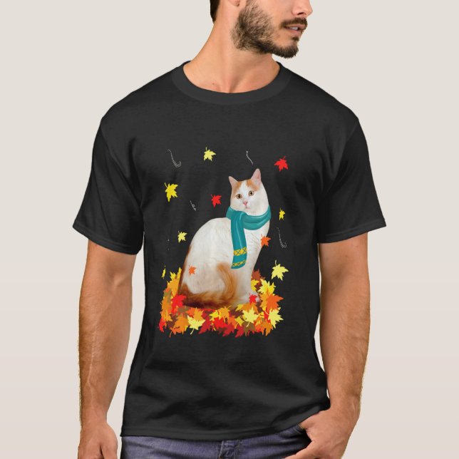 Fun Turkish Van Thanksgiving Autumn Cat Lover T-Shirt (Front)