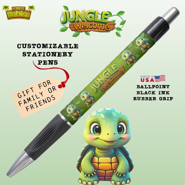 Fun Turtle Cute Tortoise, Jungle Welcome Gift  Pen (Cute Tortoise Adorable Box Turtle Woodland Wildlife Cartoon Graphic Animal Character Ink Pen 🐢)
