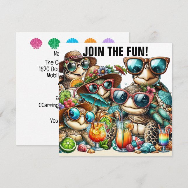 Fun Turtles Gathering  Invitation (Front/Back)