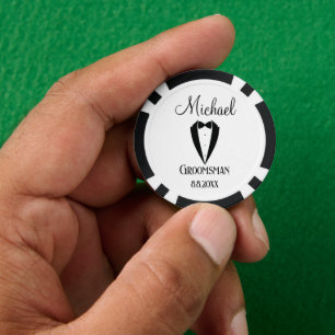 fun tuxedo with bow groomsman personalised chic poker chips