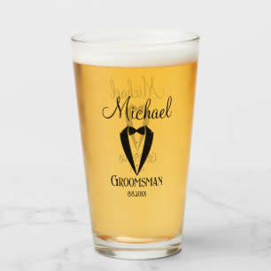 fun tuxedo with bow groomsman personalised trendy glass