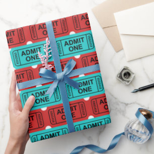 Fun two colour movie ticket party pattern wrap wrapping paper