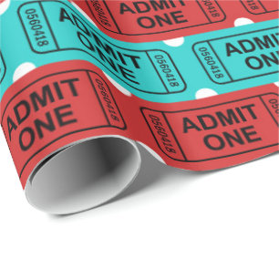 Fun two colour movie ticket party pattern wrap wrapping paper