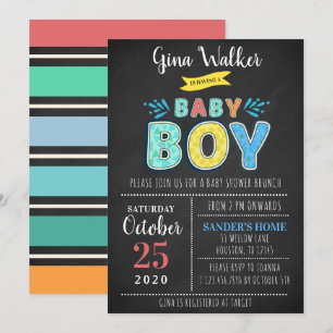 Fun Typography Baby Boy Shower Invitation
