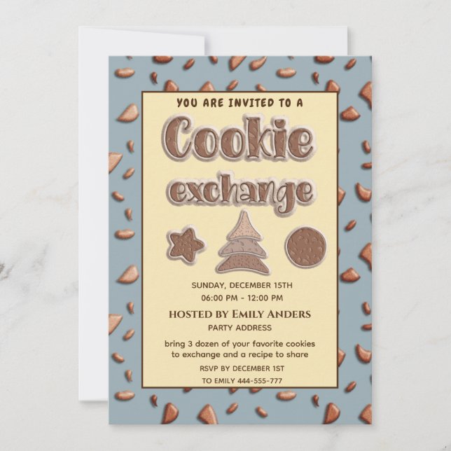 Fun typography Cookie exchange party  Invitation (Front)